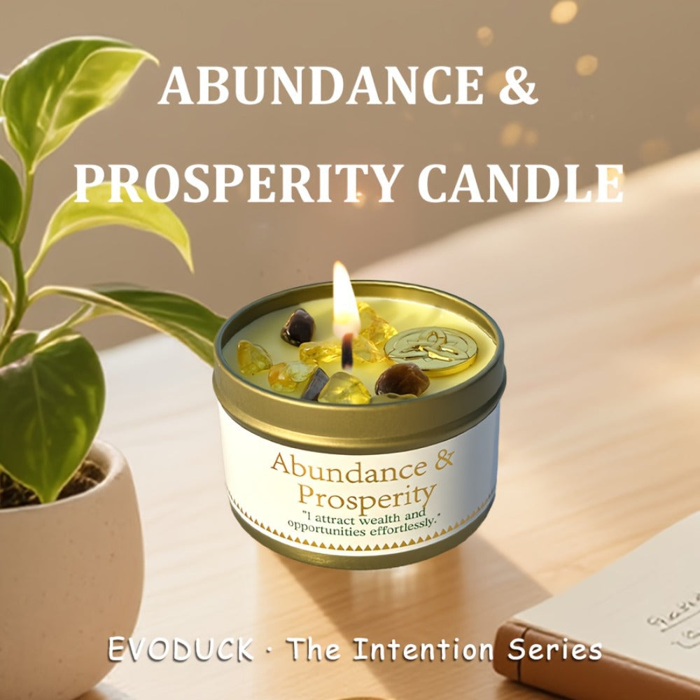 Crystal-Style Tin Candle with Eleven Intention Labels and One- or Two-Piece Checkout Options