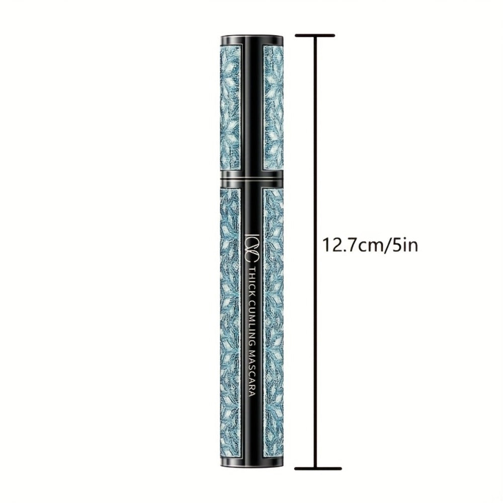 Black Mascara Three-Piece Set in Tall Silver Crystal-Pattern Tubes with Straight Black Bristle Wands