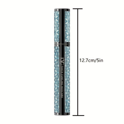 Black Mascara Three-Piece Set in Tall Silver Crystal-Pattern Tubes with Straight Black Bristle Wands