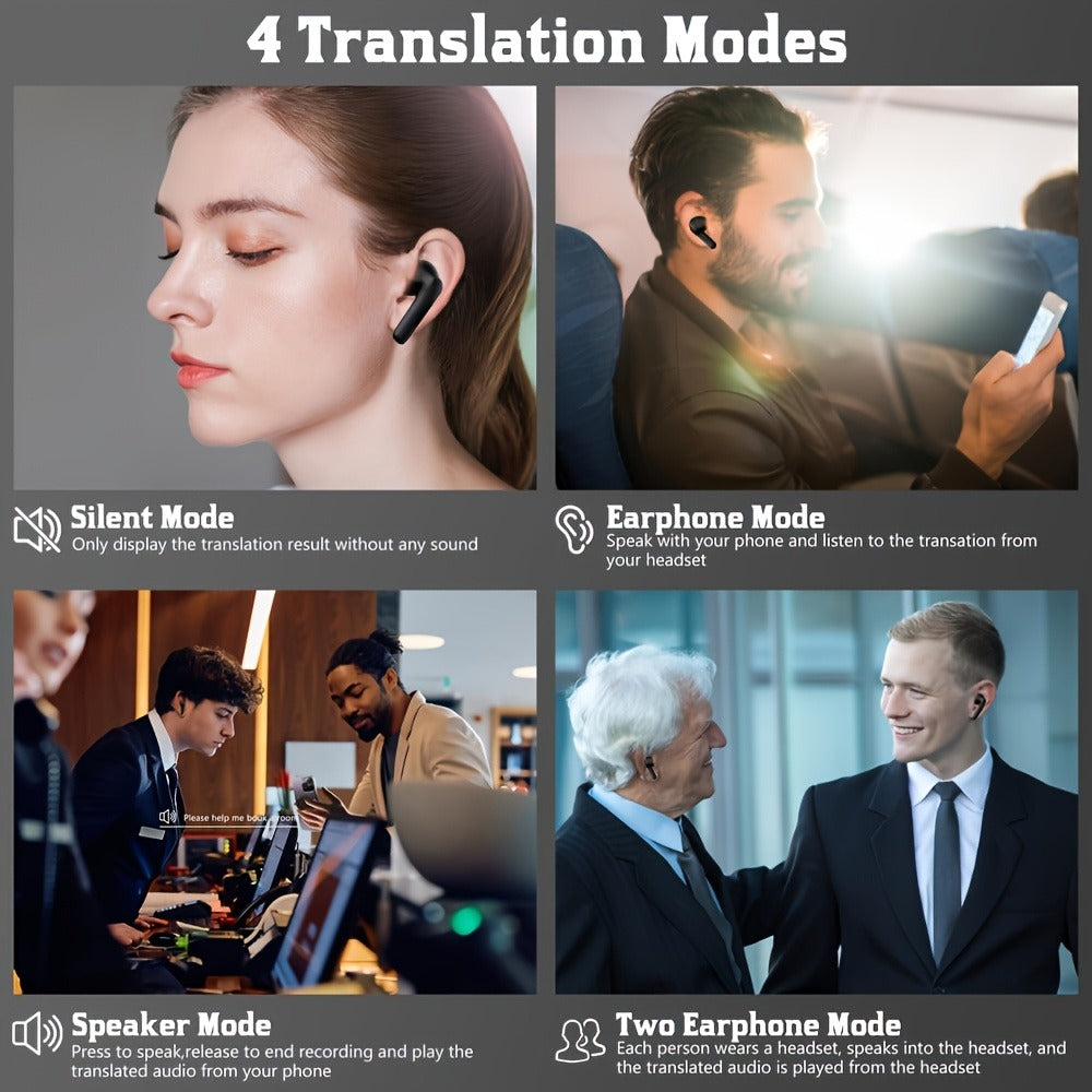 Open-Ear AI Translation Earbuds 144 Languages Real-Time Translator, Wireless Translator Headphones USB-C Charging
