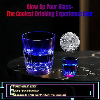 LED Light-Up Party Cup Set with 12 or 15 Short 2 oz Plastic Tumblers in Mixed Color Designs
