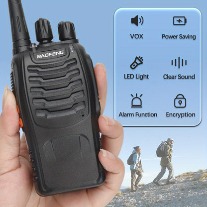 Baofeng BF-888S Walkie Talkie 2-Pack - Long Range UHF Two Way Radio, Wireless Frequency Copy, Portable Ham Radio for Hunting, Hiking, Camping & Emergency