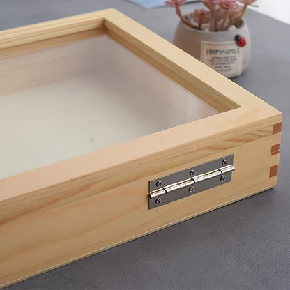 Wooden Display Cabinet with Transparent Lid – Lockable Rectangular Storage Box for Collectibles, Jewelry, Souvenirs & Memorabilia – Sturdy Wood with Secure Metal Latch