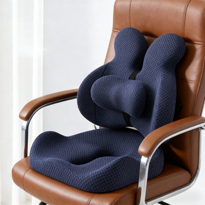 Lumbar Support Cushion & Seat Cushion Set – Ergonomic Office Chair Pillow for Lower Back Pain Relief, Breathable Memory Foam Waist & Hip Support for Home, Car & Desk Chair