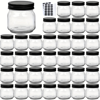 8 oz Glass Mason-Style Storage Jar Multipacks with 9, 18, 27 or 36 Jars and Four Lid Configurations