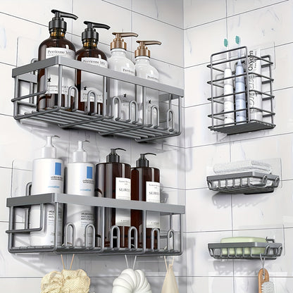 Five-Piece Shower Caddy Organizer Set with Soap Holder in Ten Exact Checkout Colors for Home and Everyday Use