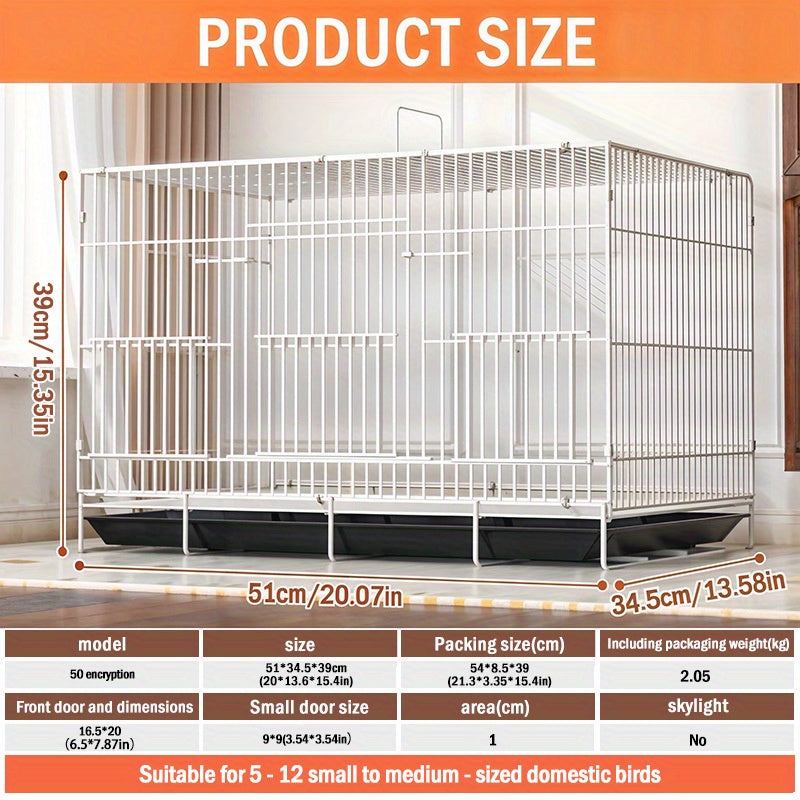 Bird Cage Large Foldable Metal - Escape-Proof Indoor Aviary for Pigeons Parrots & Small Birds with Perches, Feeding Box & Drinking Fountain - Spacious Breeding House & Decorative Pet Bird Enclosure 20 Inch