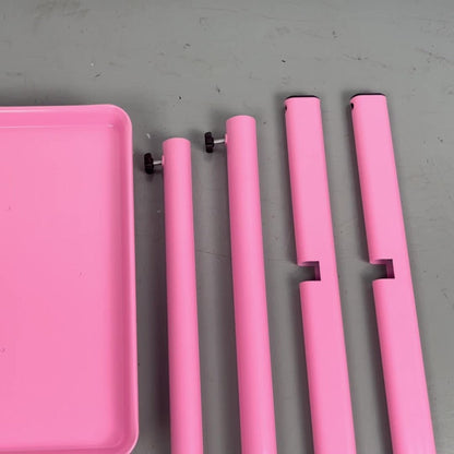 Adjustable Salon Tray Cart with 10 Disposable Covers and Gold or Pink Finish on Rolling Casters