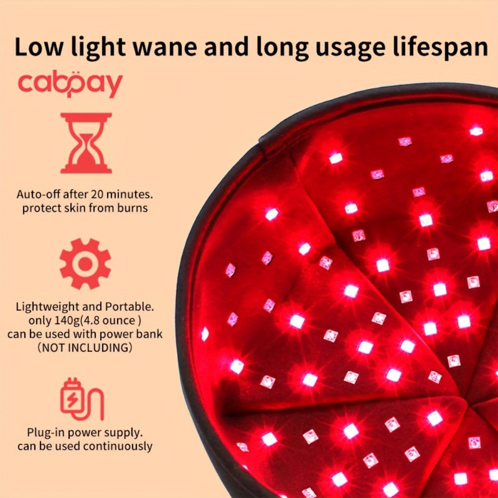 Wearable 120-LED Red and Near-Infrared Light Cap with 630nm and 820nm Modes in Black or Gray