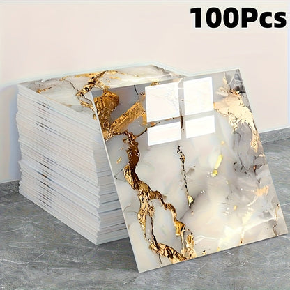 11.81-Inch Square Marble-Pattern Peel-and-Stick Wall Tiles in 50- or 100-Piece Design Options