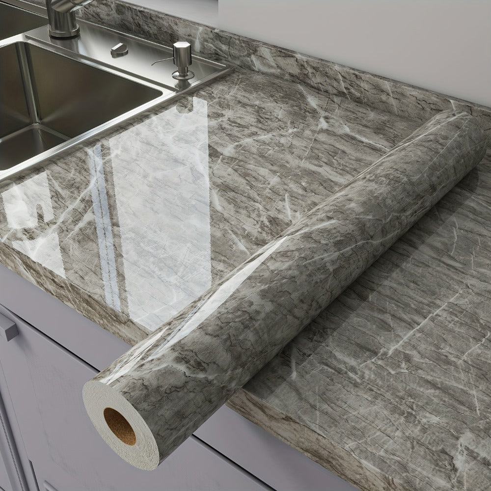 Marble Peel and Stick Wallpaper Roll - Oil-Proof Self-Adhesive Wall Contact Paper for Kitchen Backsplash Bathroom Countertop