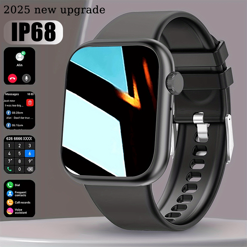 IP68 Waterproof Swimming Smartwatch Bluetooth Calling HD Display Music Control Sleep Health Monitor Long Battery Multi-Sport Modes iOS Android Compatible – Jet Black Blush Pink Silver Round