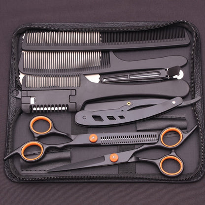 Hair Scissors Set 3 Pieces Japanese Steel - 6 Inch Thinning Shears, Razor Comb & Detangling Comb, Ambidextrous Texturizing Kit for Salon & Home Use, Gift for Hairstylists