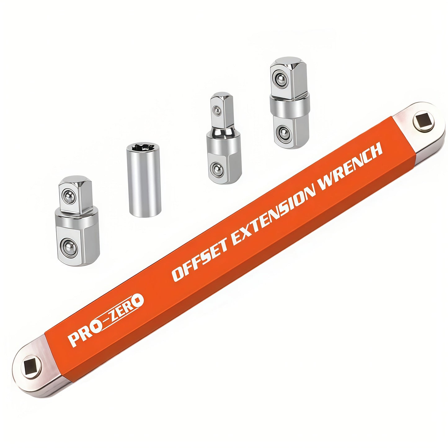 Two-in-One Offset Ratchet Wrench with Three Square-Head Adapters in Four Handle Color Options