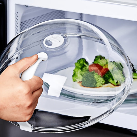 Microwave Food Cover Splash Guard 2 Pack with Steam Vent and Handle Plastic Splatter Guard for Home Cooking, Dining and Outdoor Meals