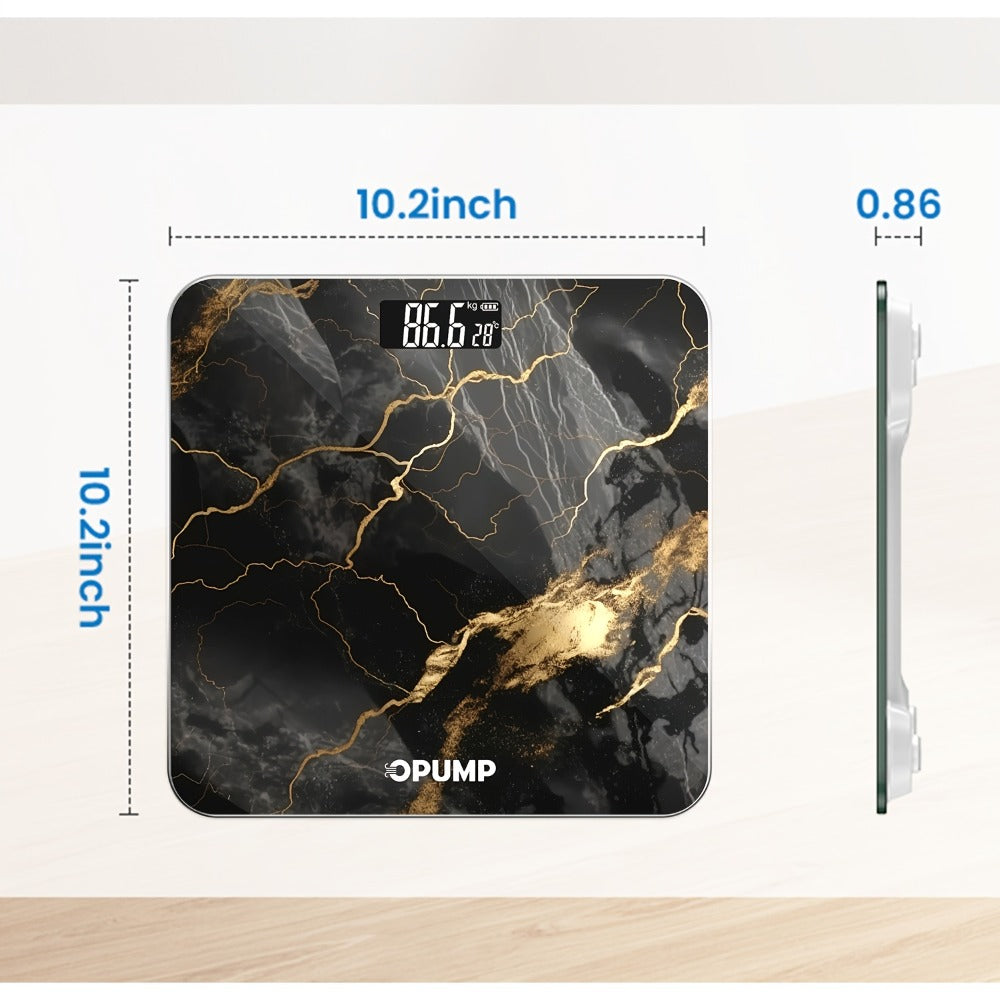 OPUMP Bathroom Scale 400lb – Highly Accurate Digital Body Weight Scale with Backlit LED Display, Batteries Included, Measures up to 400lb/180kg, Multiple Colors – Black Marble, Bronze, Sapphire & More