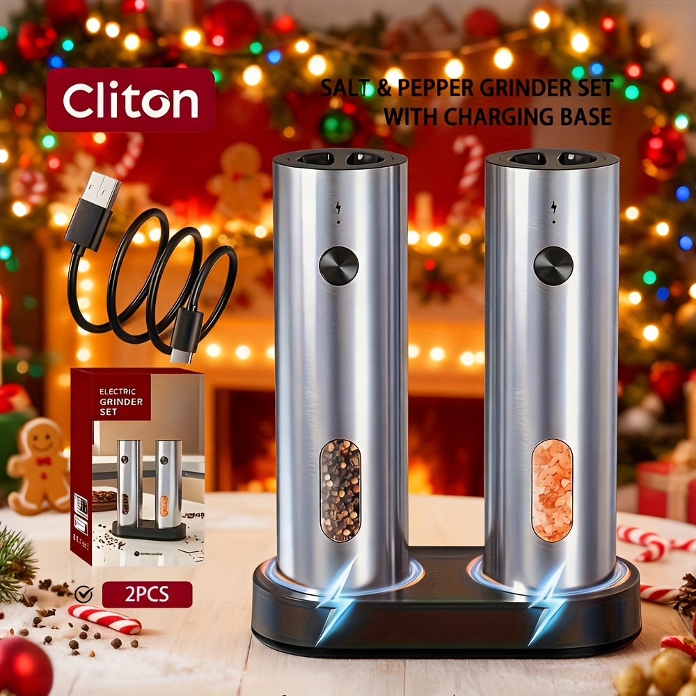 Electric Salt and Pepper Grinder Set – Rechargeable Automatic Mills with LED Light, Adjustable Coarseness & 3.72oz Capacity for Home Kitchen, BBQ, Restaurant & Outdoor Entertaining