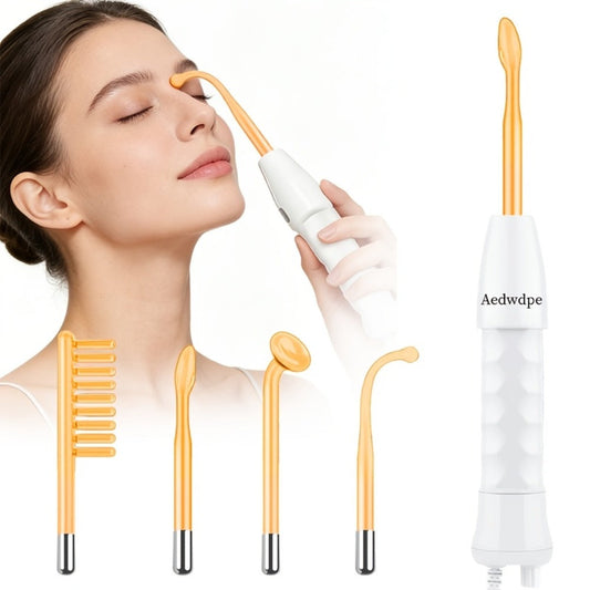 High Frequency Facial Massager 4-in-1 Professional Skincare Tool, Compact Plug-In High Frequency Wand for Face Acne Wrinkles Hair Growth, Elegant White Gift for Women Girlfriends Mothers