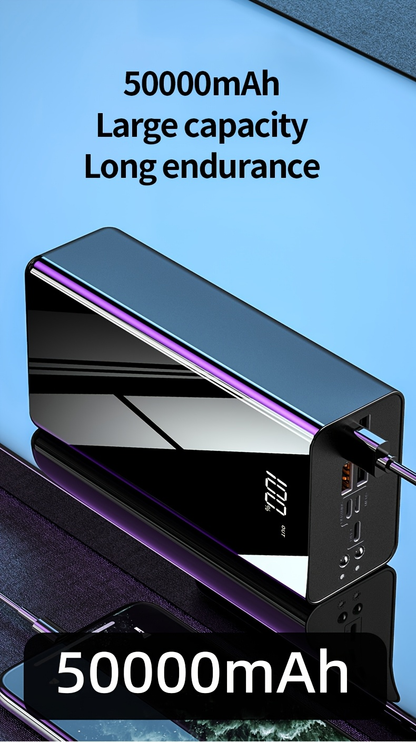 Portable Charger 50000mAh Large Capacity Power Bank LED Light Power Display Multi-Port USB-C Micro USB Fast Charge for Phones Electronics Outdoor Travel