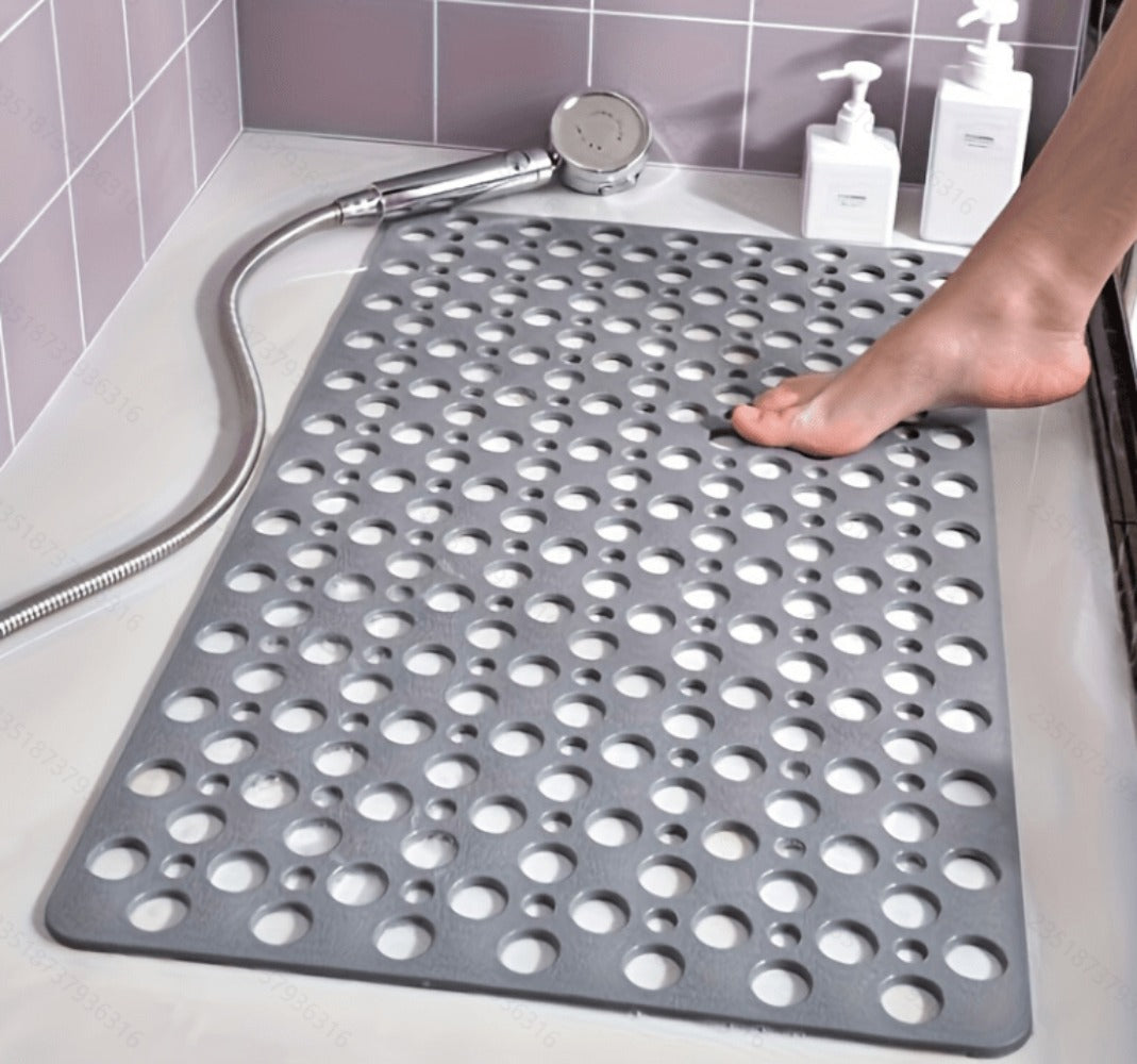 Perforated Suction-Cup Bathtub Mat with 75 × 43 cm Size, Blue or Light Gray Options and Full-Surface Drain Holes