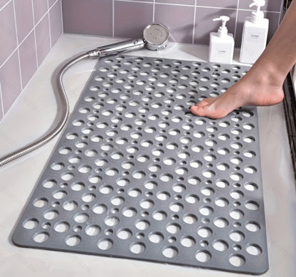 Perforated Suction-Cup Bathtub Mat with 75 × 43 cm Size, Blue or Light Gray Options and Full-Surface Drain Holes