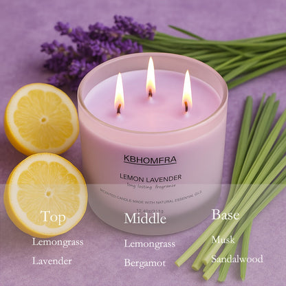 12.4oz Candle with Three Cotton Wicks, Wide Glass Jar, Gift Box and Six Fragrance Selections