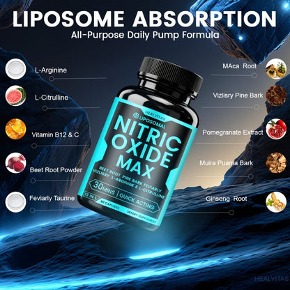 Dietary Supplement Capsules with HEALVITAS Label, L-Arginine, L-Citrulline, AAKG and 60 Count