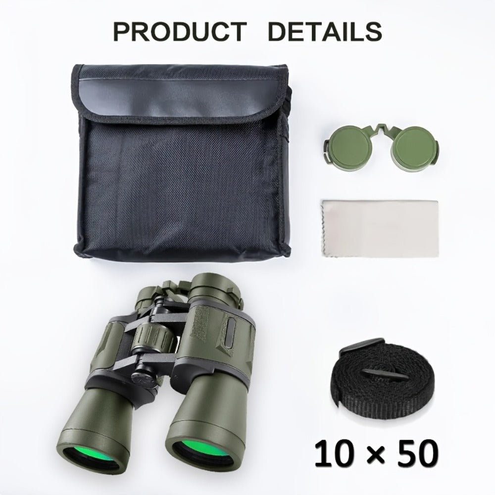 Full-Size 10x50 or Compact 8x40 Binoculars with Carry Case, Neck Strap and Lens Covers in Three Checkouts
