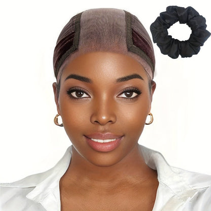 Wide Lace Wig Grip Cap with Ear Cutouts in Brown, Blonde, Black, Beige 613 or Two-Piece Color Sets