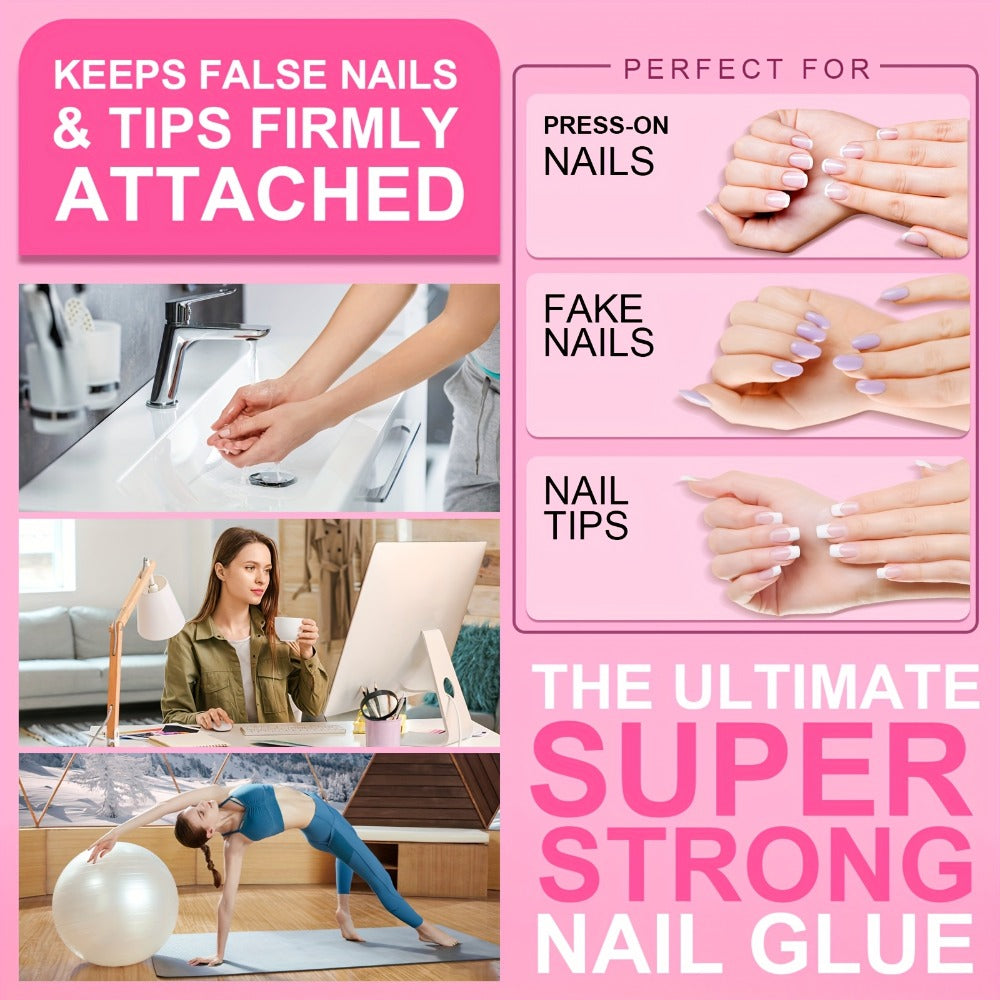 Nail Glue Set, 8ml Brush-On Bottles in 2-, 5- or 10-Piece Options with SHEFFYA Package and EMNAGLUE Bottle Markings