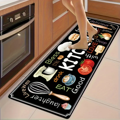 Diatomaceous Earth Kitchen Mat Set 2pcs - Non-Slip Soft Floor Mats for Kitchen Bathroom Bedroom Hallway, Dark Gray, Machine Washable