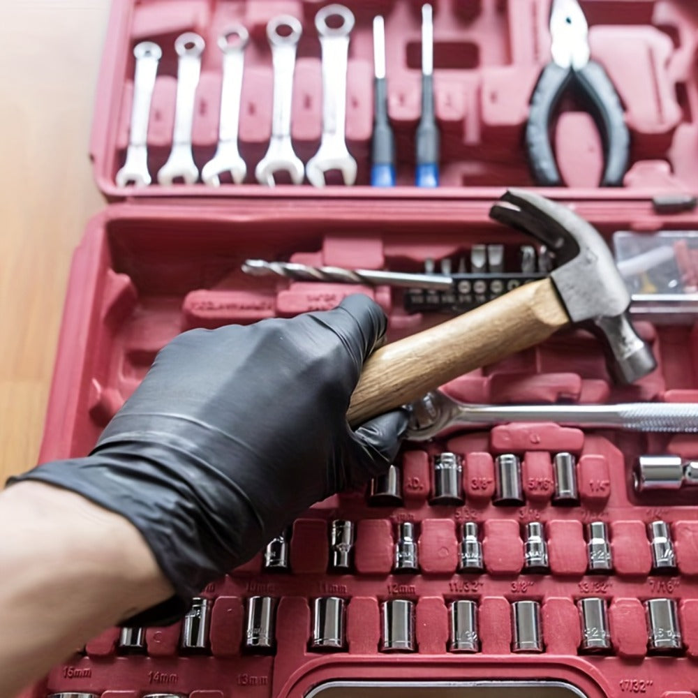 Black Nitrile Disposable Gloves in 8+92-Piece Packs with 5 Mil Label and Four Size Options