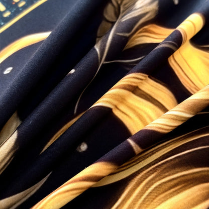3-Piece Duvet Cover Set with Gold-Tone Sun, Moon, Star and Orbit Print in Twin to King Sizes