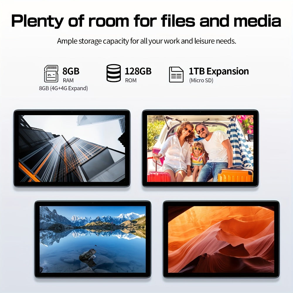Android Tablet 10.1-Inch PRITOM with Android 14, 8GB Total RAM, 128GB Internal Storage and Keyboard Kit