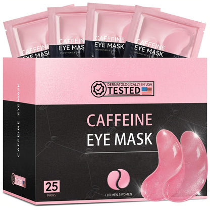 25-Pair Under-Eye Patch Set with Individually Packed Caffeine, Hyaluronic Acid or Aloe Vera Formula Options