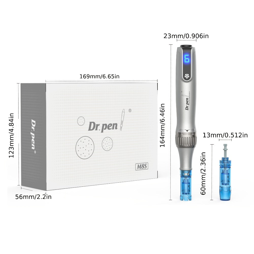 Dr. Pen M8S Wireless Microneedling Kit – Professional Electric Derma Pen with 22 Replacement Cartridges Nano + 18-Pin Collagen Induction Skin Rejuvenation Anti-Aging Device
