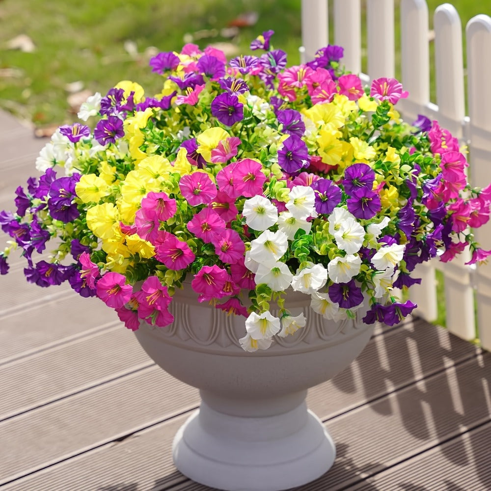 Artificial Flowers 10-Bundle Pink Morning Glory Set for Porch, Planter, Window Box and Home Decor