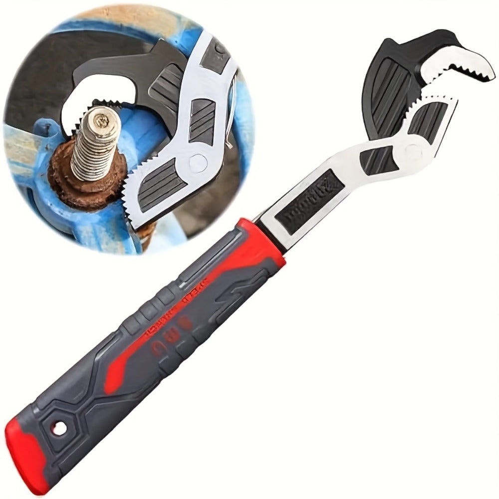 Four-Piece Self-Adjusting Wrench Set in 6-, 8-, 10- and 12-Inch Sizes with Cr-V Material Marking