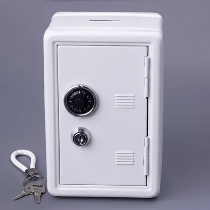 Metal Coin Bank Safe with Key and Combination Lock – Secure Steel Money Box with Removable Drawer, Coin Slot & Cash Storage for Home Office, Kids Gift