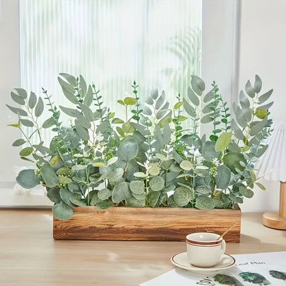 Artificial Flowers Eucalyptus Stem Set in 50 or 56 Pieces with Four Leaf Varieties and White Accents