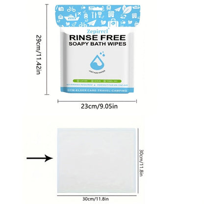 No-Rinse Disposable Bath Wipes 100pcs Large 11.81in - Foaming Body Cleansing Cloths Soap for Bath Time, Home Spa and Personal Care