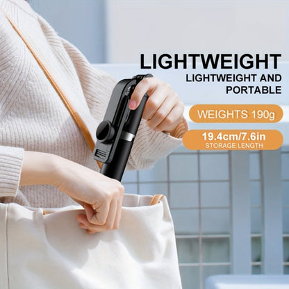 Black Selfie Stick Tripod with Telescoping Pole, Rotating Phone Clamp, Fold-Out Base and Remote