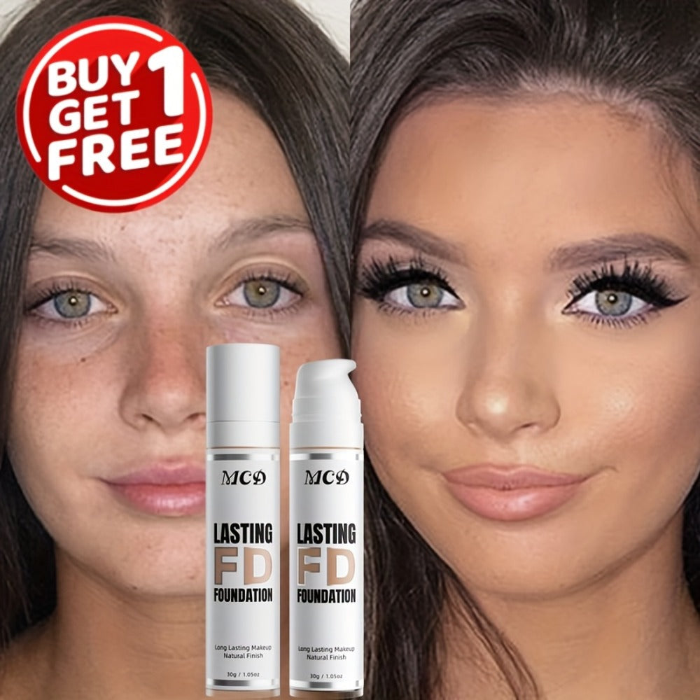 Liquid Foundation 2pcs Set Full Coverage Concealer Natural Finish Long Lasting Lightweight Breathable Face Makeup for All Skin Types Women 9 Shade Options