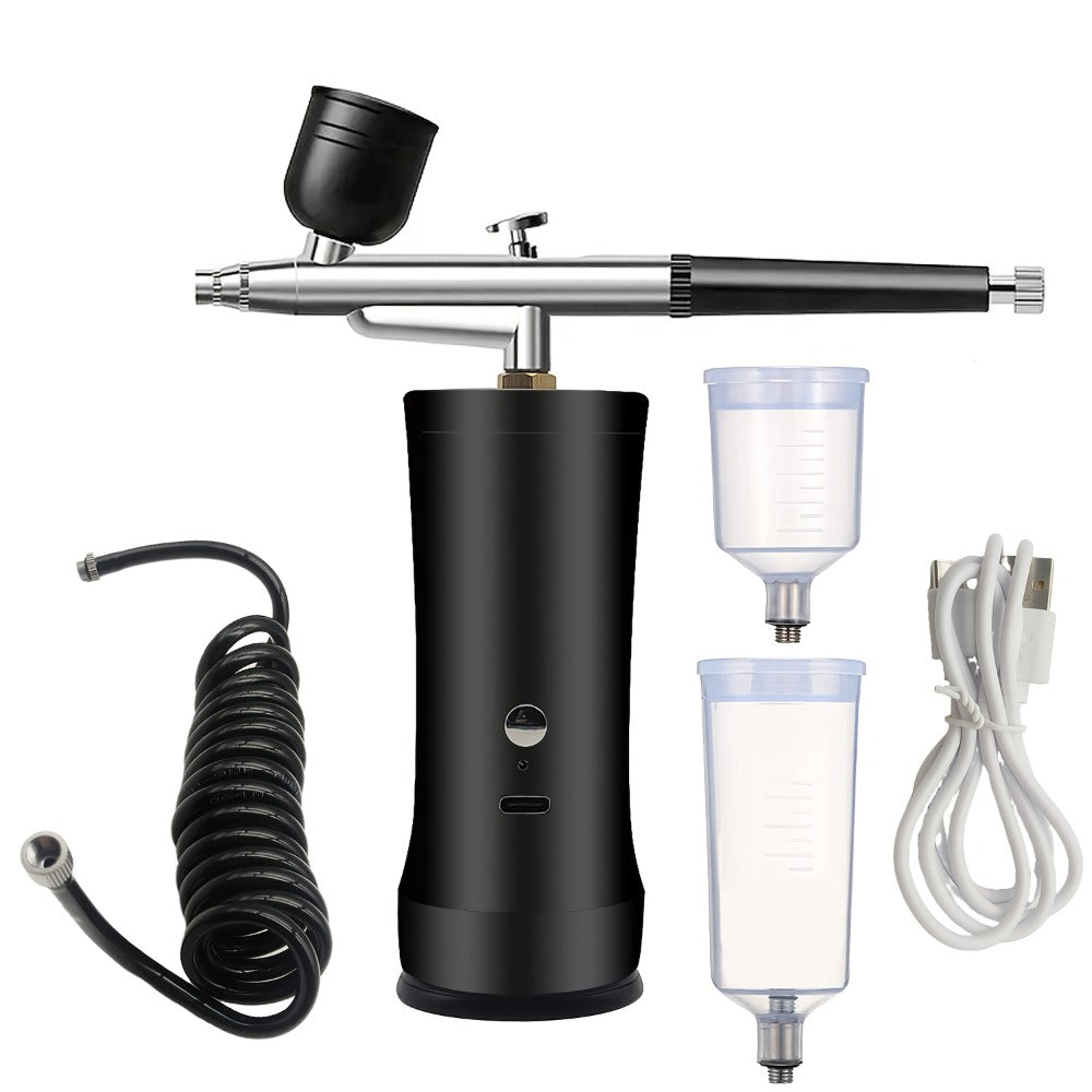 Rechargeable Cordless Airbrush Kit with Green, Pink, Red or Black Three-Gear Pump and Three Cup Options