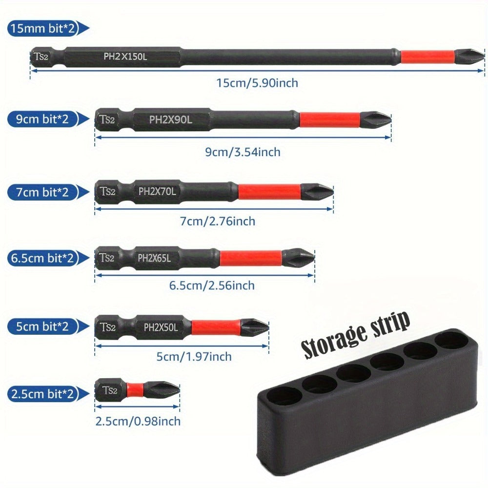 Magnetic PH2 Screwdriver Bit Set with 2-, 24- or 60-Piece Checkout Options and Mixed Lengths