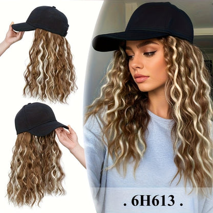 Synthetic Wig 18-Inch Curly-Wavy Baseball Cap Style in Three Highlighted Color Codes for Daily Wear