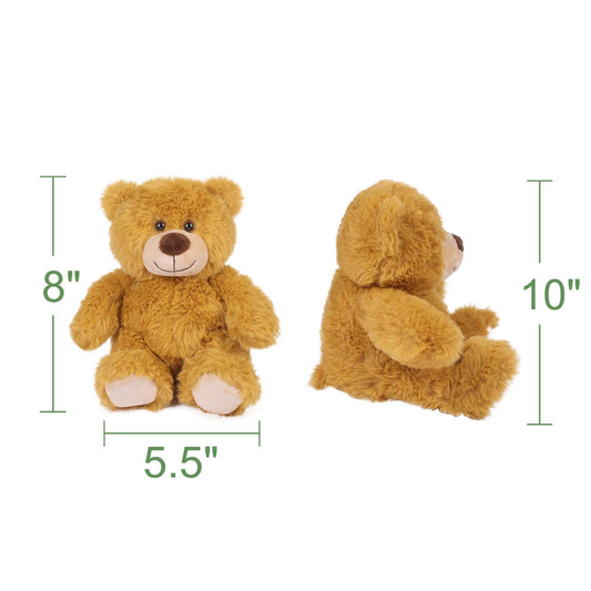 Plush Toy – Six-Pack of 8-Inch Teddy Bears in Mixed, Dark Brown or Light Brown Sets for Event Favors