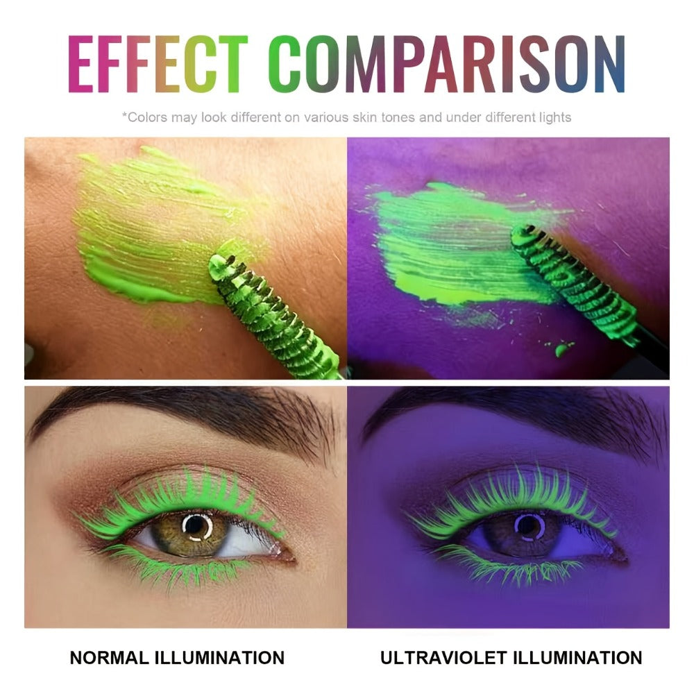 Colorful Mascara Set 6 Vivid Shades — water-resistant Smudge-Proof Curling Volumizing Lash Makeup, Purple Green Red Yellow Orange Blue