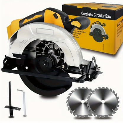 Cordless Circular Saw Compatible with DeWalt 20V MAX Battery | 7-Inch Brushless Electric Saw, 0-50° Bevel, 2 Blades Included – Woodworking, Stone & Plastic Cutting