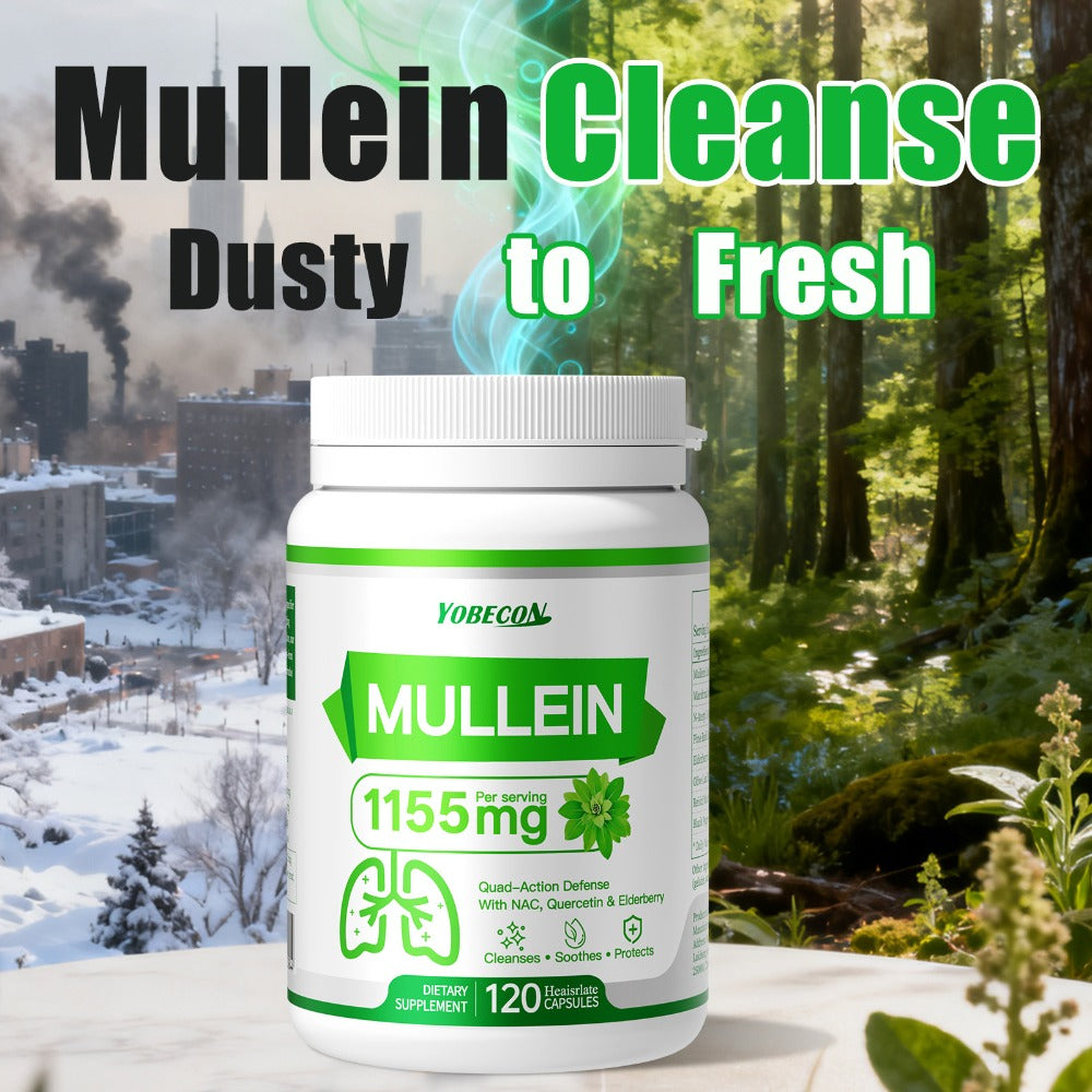 Lung Cleanse Capsules 120 Count with Mullein & NAC for Respiratory Support, Airway & Breathing Comfort, Immune Health, Seasonal & Year-Round Supplement for Adults